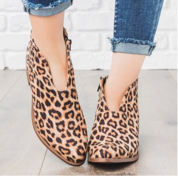 Leopard Print Ankle Booties - Picture 2 of 6